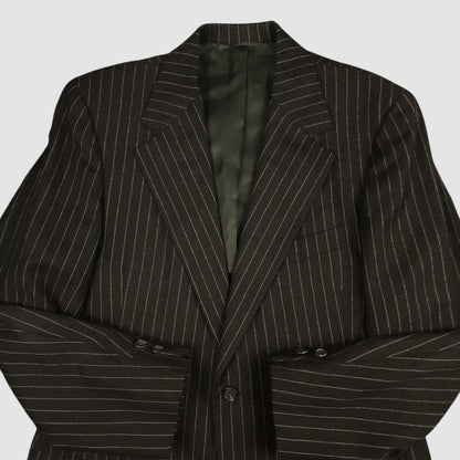 Vintage 50s Flannel Tropical Wool Rope Stripe Sport Coat 36R