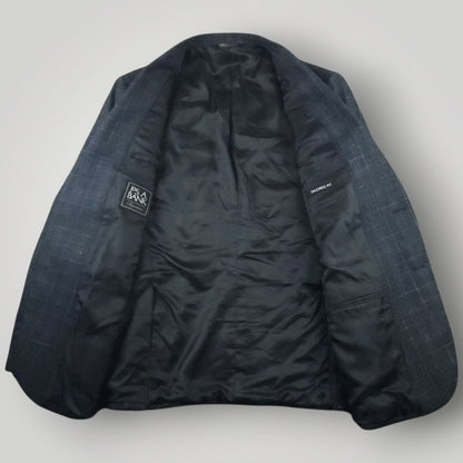 Tailored Fit Wool Silk Linen Glen Plaid Sport Coat 44R