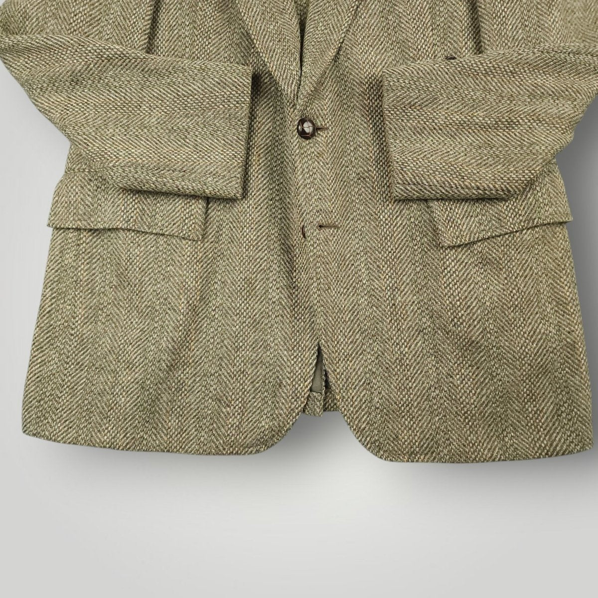 Vintage 60s Speckled Tropical Wool Tweed Herringbone Jacket 40R