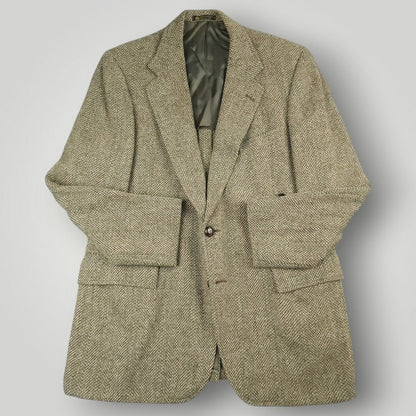 Vintage 60s Speckled Tropical Wool Tweed Herringbone Jacket 40R
