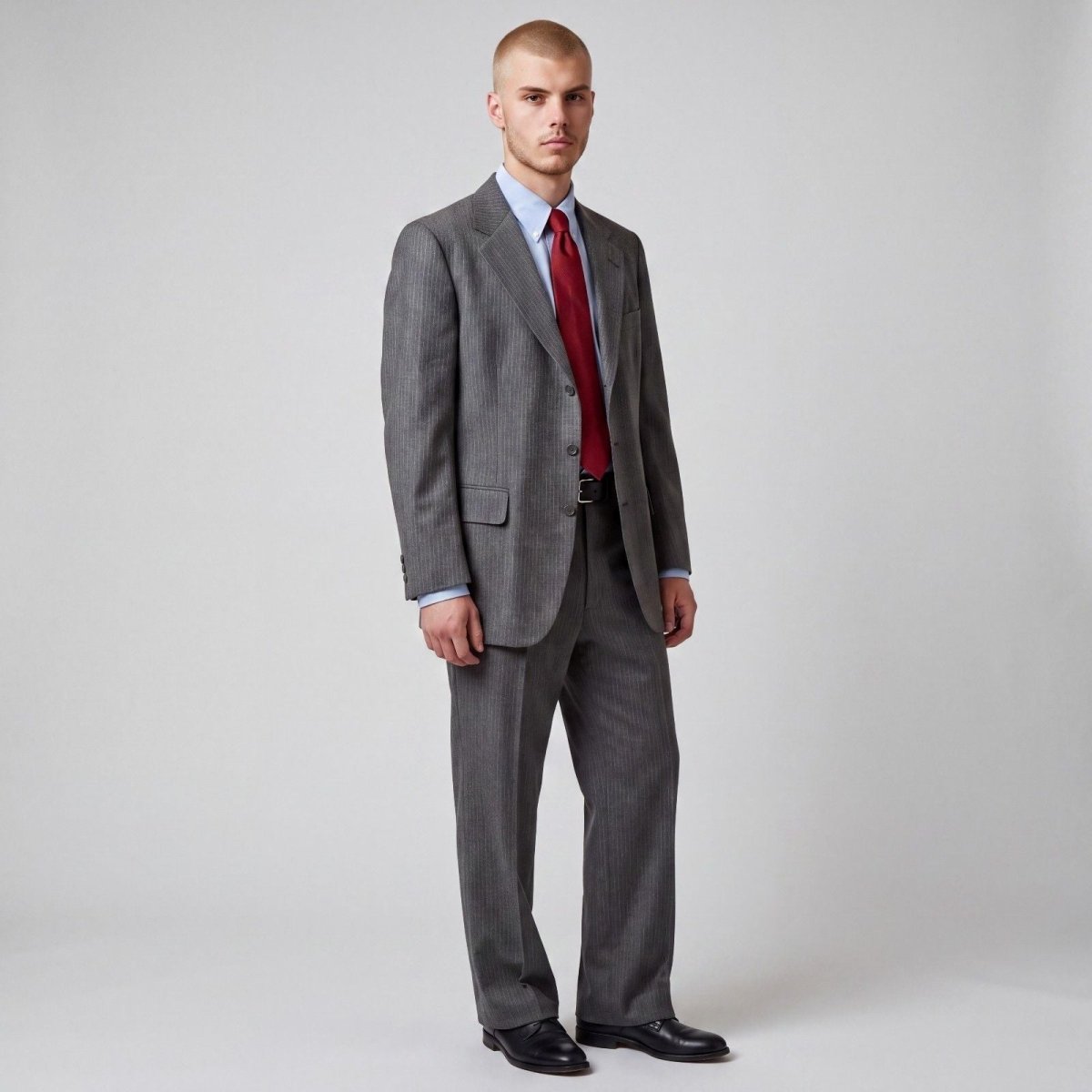 Vintage 70s H Freeman & Sons Slim Fit Pinstripe 3 Roll 2 Sack Suit 42R/33S