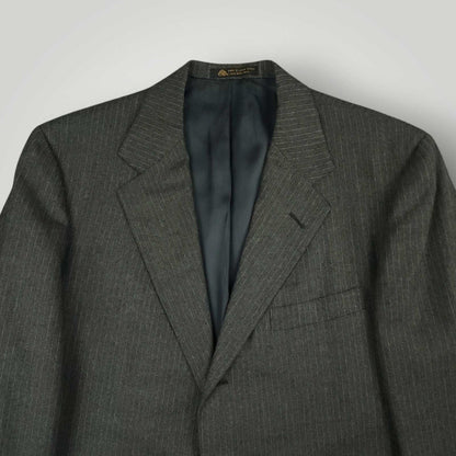 Vintage 70s H Freeman & Sons Slim Fit Pinstripe 3 Roll 2 Sack Suit 42R/33S
