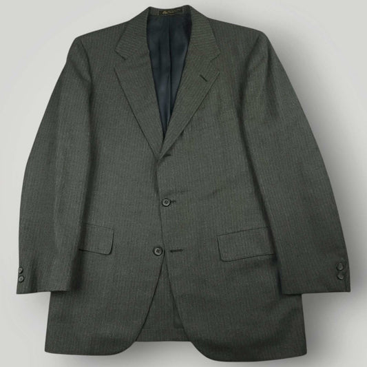 Vintage 70s H Freeman & Sons Slim Fit Pinstripe 3 Roll 2 Sack Suit 42R/33S