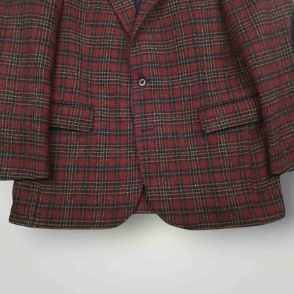 Vintage 70s Haggar The Gallery Elbow Patch Tartan Plaid Tweed Wool Sport Coat 42R
