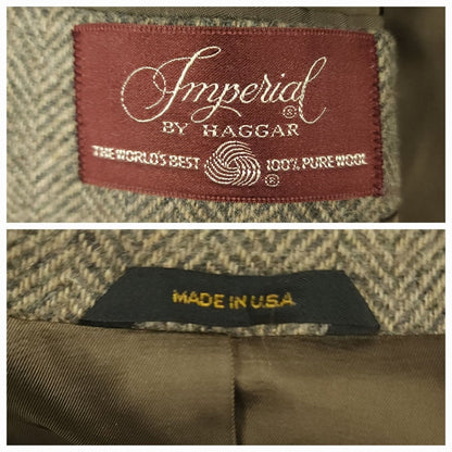 Vintage 70s Slim Fit Patch Pocket Herringbone Tweed Wool Jacket 40R