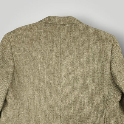 Vintage 70s Slim Fit Patch Pocket Herringbone Tweed Wool Jacket 40R