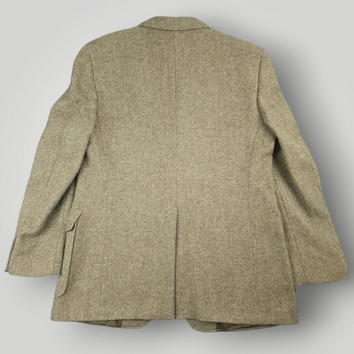 Vintage 70s Slim Fit Patch Pocket Herringbone Tweed Wool Jacket 40R