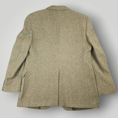 Vintage 70s Slim Fit Patch Pocket Herringbone Tweed Wool Jacket 40R