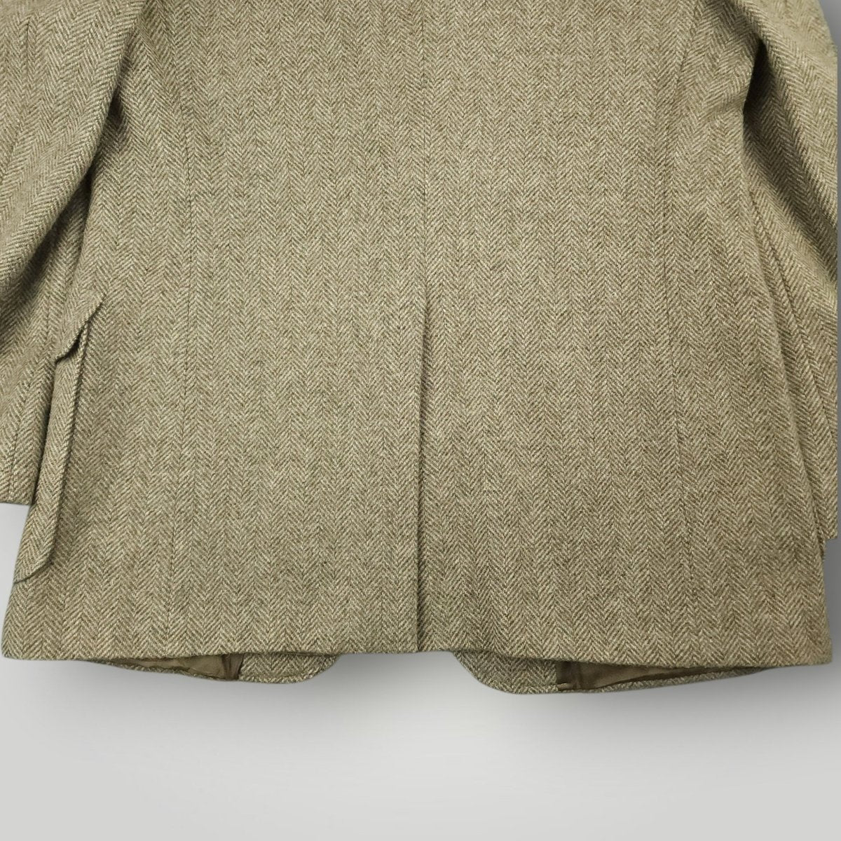 Vintage 70s Slim Fit Patch Pocket Herringbone Tweed Wool Jacket 40R