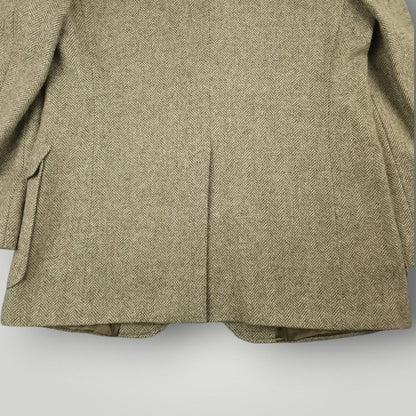 Vintage 70s Slim Fit Patch Pocket Herringbone Tweed Wool Jacket 40R