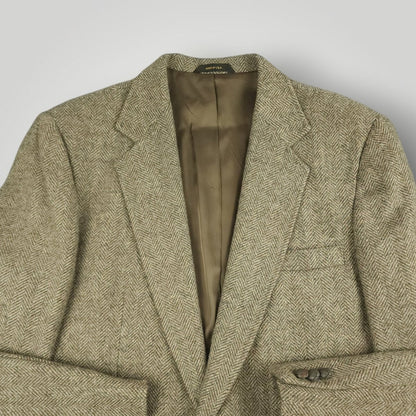 Vintage 70s Slim Fit Patch Pocket Herringbone Tweed Wool Jacket 40R