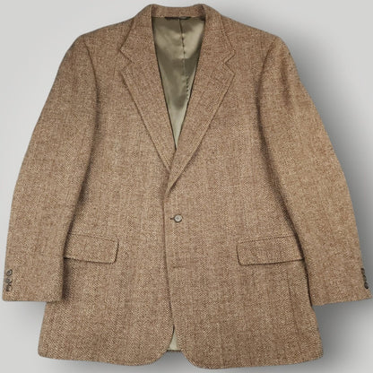 Front view of vintage Harris Tweed blazer with traditional sport coat styling