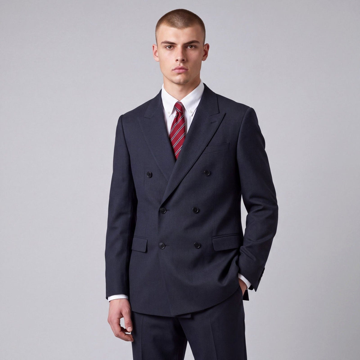 Hugo Boss Tollegno Wool Slim Fit Double Breasted Harvey Gatlin Suit 40R/34R