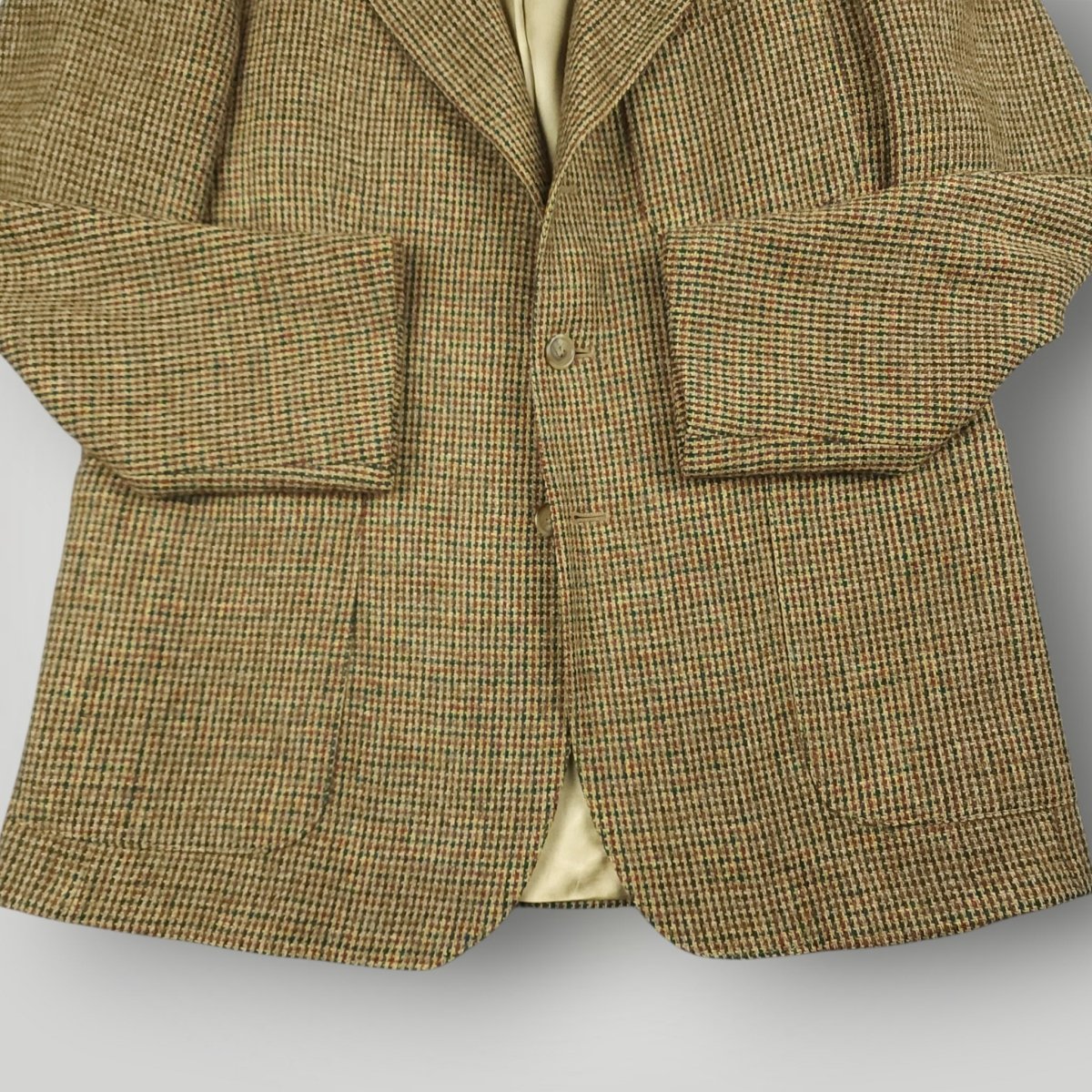 Vintage 90s Classic Fit Patch Pocket 3 Roll 2 Houndstooth Tweed Wool Jacket 40S