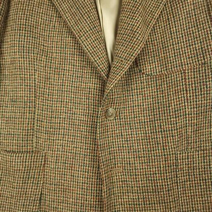 Vintage 90s Classic Fit Patch Pocket 3 Roll 2 Houndstooth Tweed Wool Jacket 40S