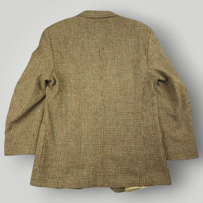 Vintage 90s Classic Fit Patch Pocket 3 Roll 2 Houndstooth Tweed Wool Jacket 40S