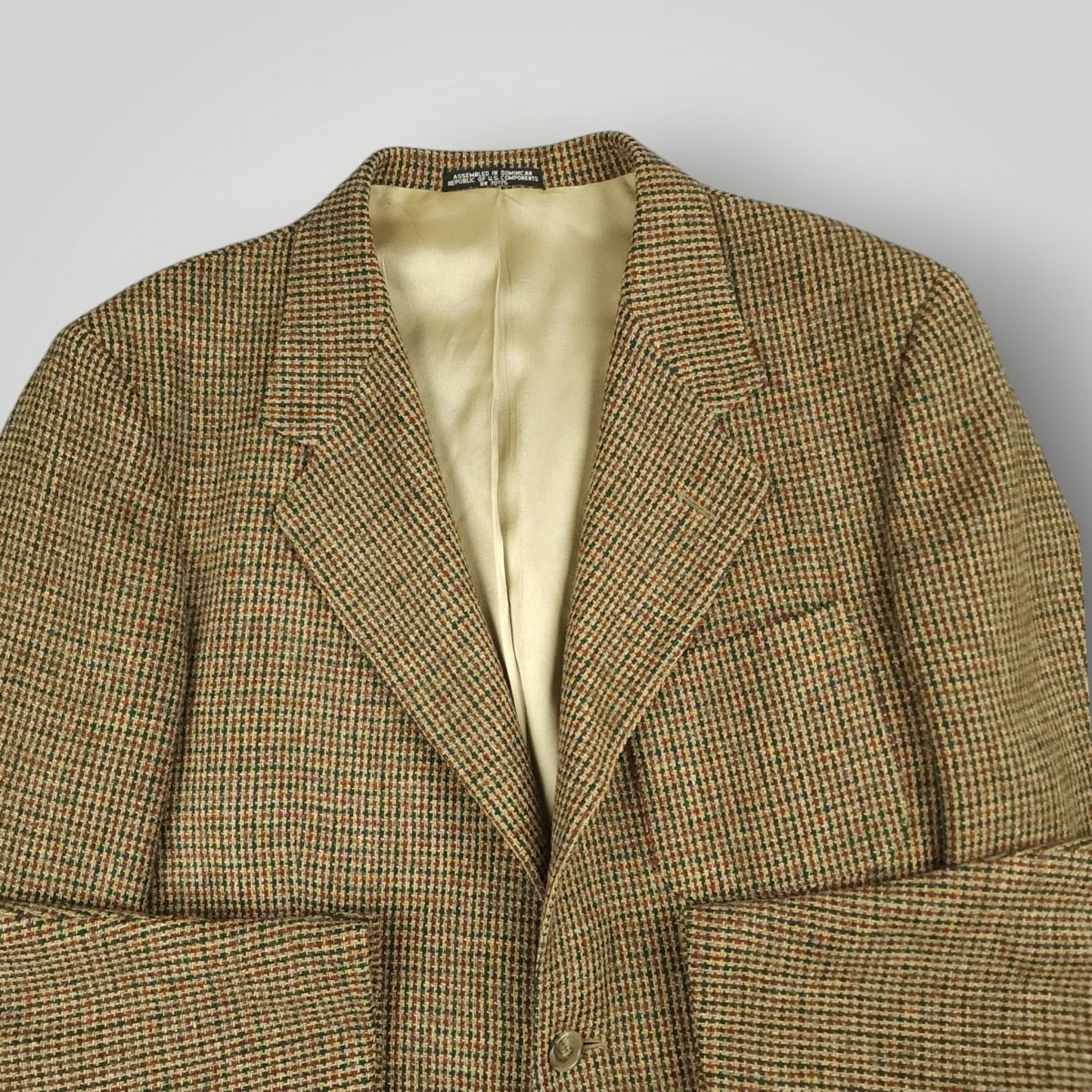 Vintage 90s Classic Fit Patch Pocket 3 Roll 2 Houndstooth Tweed Wool Jacket 40S
