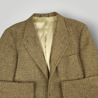 Vintage 90s Classic Fit Patch Pocket 3 Roll 2 Houndstooth Tweed Wool Jacket 40S