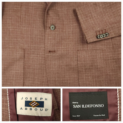 Unstructured Italian Wool Silk Linen Hopsack Sport Coat 44S