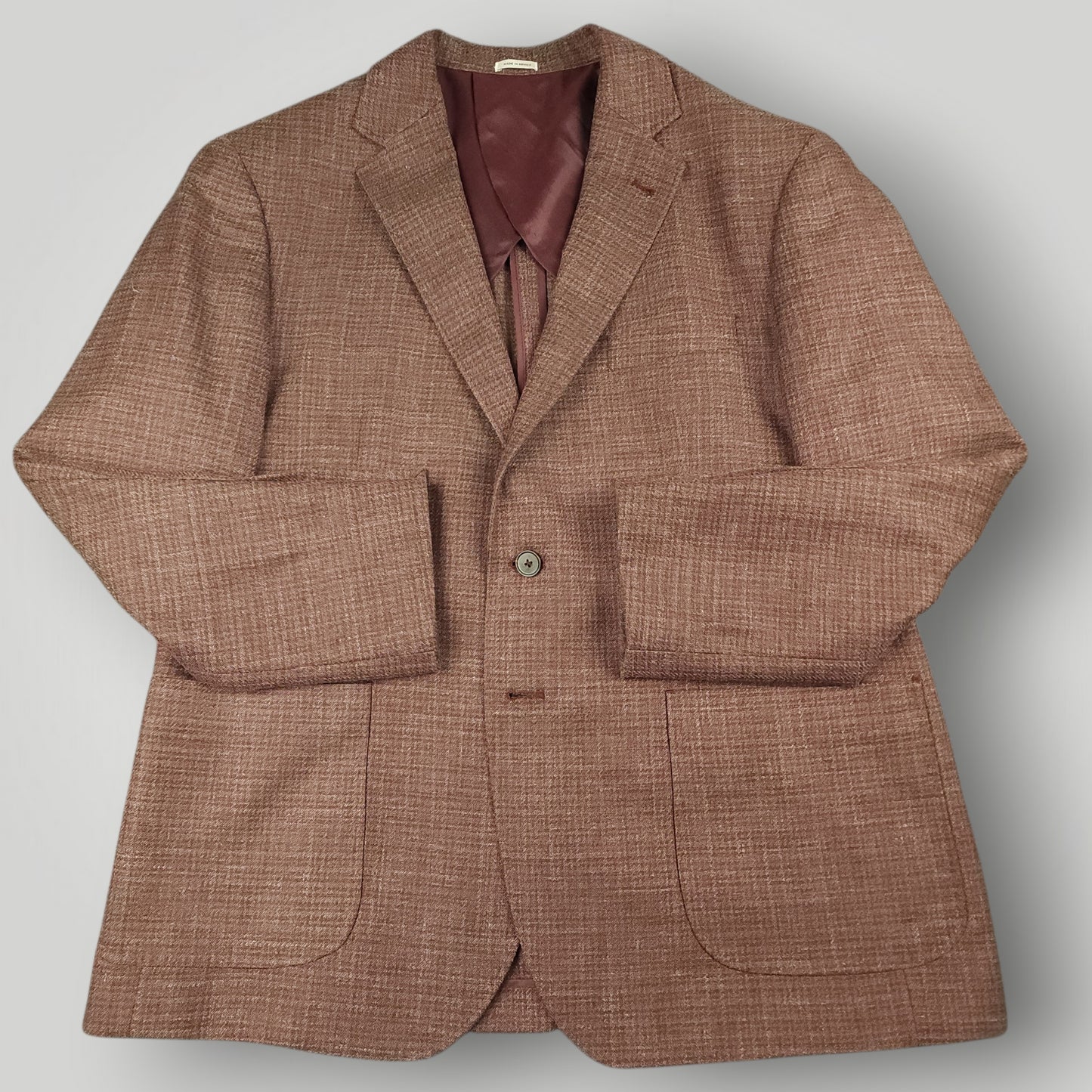 Unstructured Italian Wool Silk Linen Hopsack Sport Coat 44S