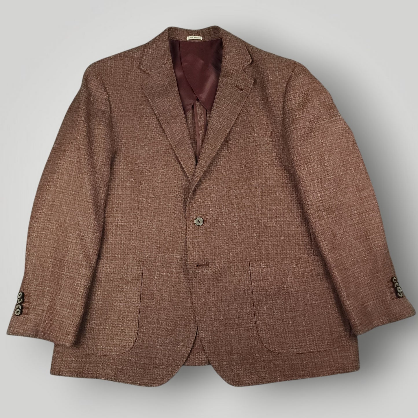 Unstructured Italian Wool Silk Linen Hopsack Sport Coat 44S