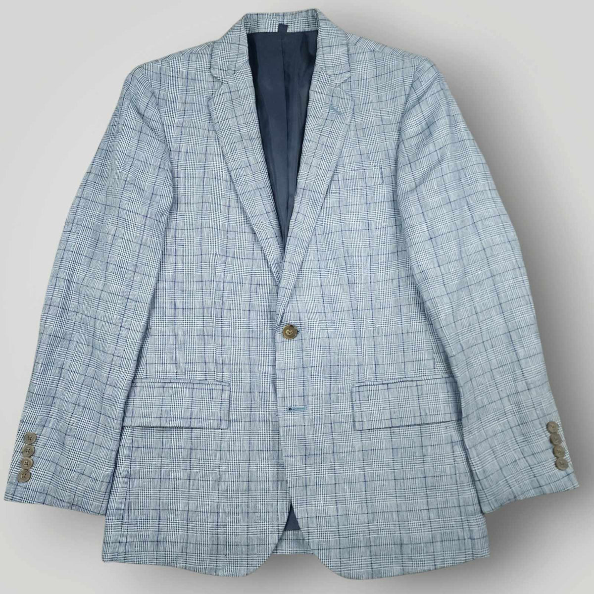 J Crew Thompson Linen Prince of Wales Check Slim Fit Sport Coat 34S
