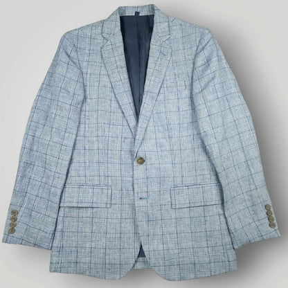 J Crew Thompson Linen Prince of Wales Check Slim Fit Sport Coat 34S