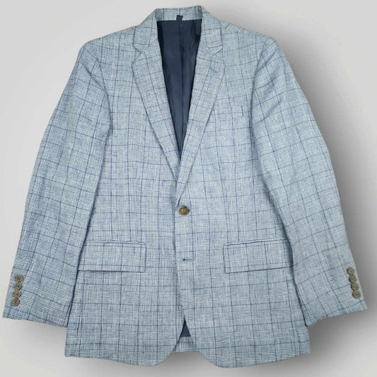 J Crew Thompson Linen Prince of Wales Check Slim Fit Sport Coat 34S