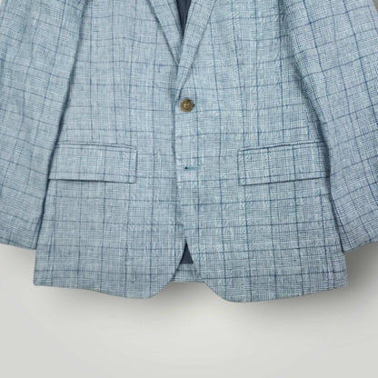 J Crew Thompson Linen Prince of Wales Check Slim Fit Sport Coat 34S