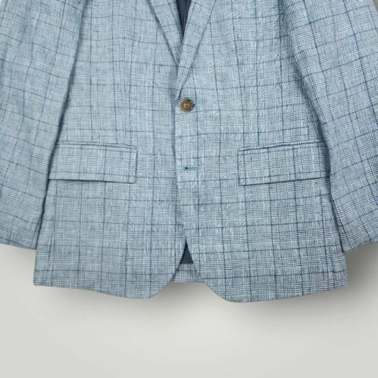 J Crew Thompson Linen Prince of Wales Check Slim Fit Sport Coat 34S