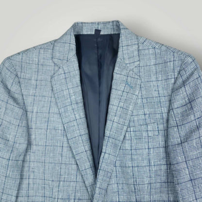 J Crew Thompson Linen Prince of Wales Check Slim Fit Sport Coat 34S