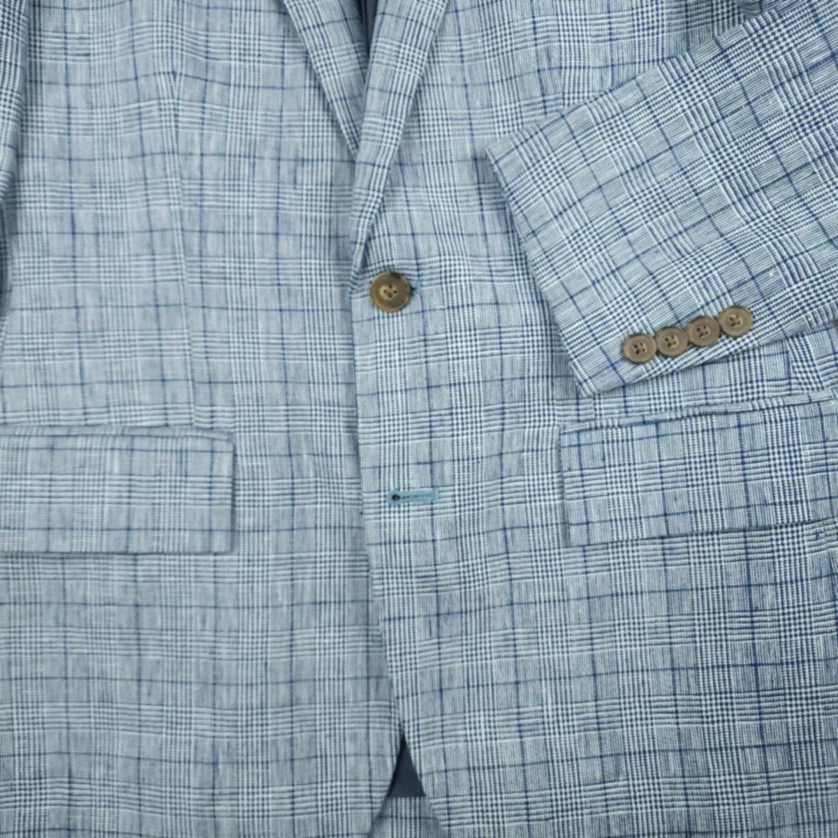 J Crew Thompson Linen Prince of Wales Check Slim Fit Sport Coat 34S