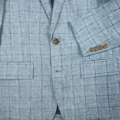 J Crew Thompson Linen Prince of Wales Check Slim Fit Sport Coat 34S