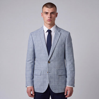 J Crew Thompson Linen Prince of Wales Check Slim Fit Sport Coat 34S