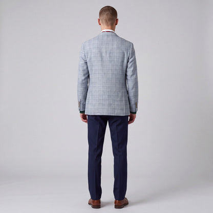 J Crew Thompson Linen Prince of Wales Check Slim Fit Sport Coat 34S