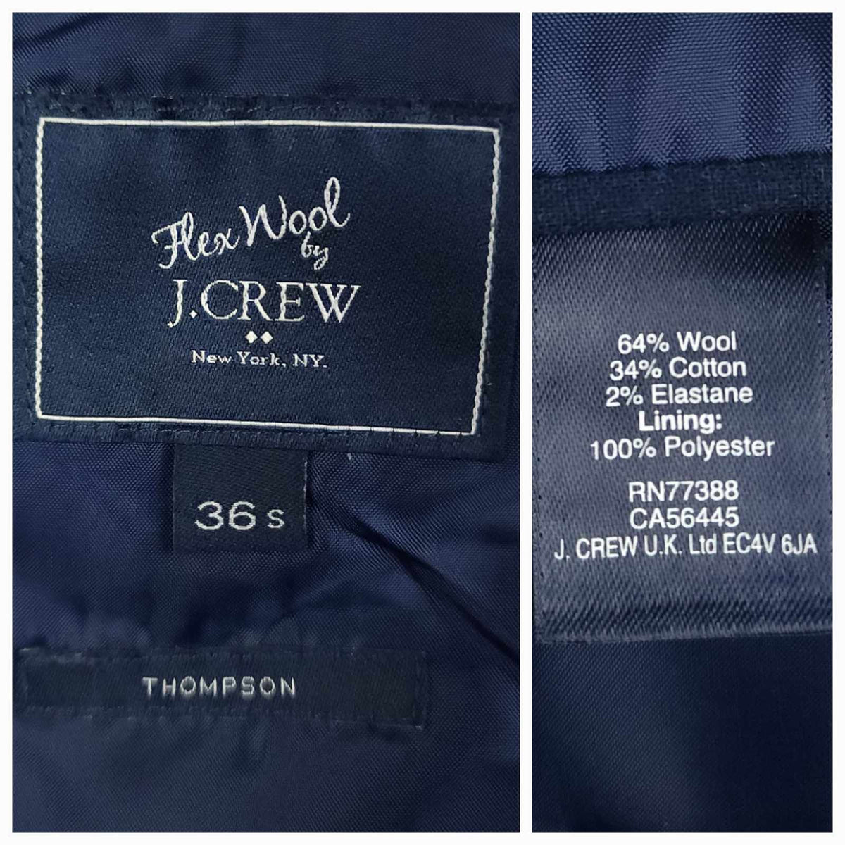 J.Crew Thompson Flex Wool Cotton Blend Travel Sport Coat 36S
