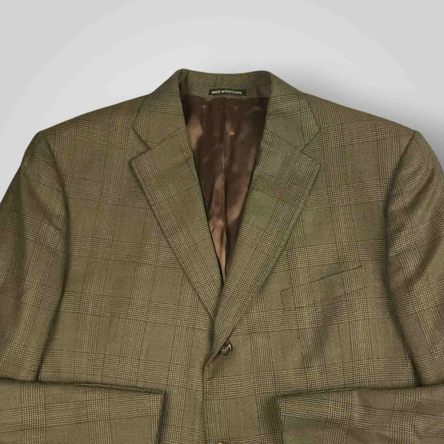 J Hilburn Tailored Fit VBC Italian Wool Glen Check Plaid Sport Coat 44R