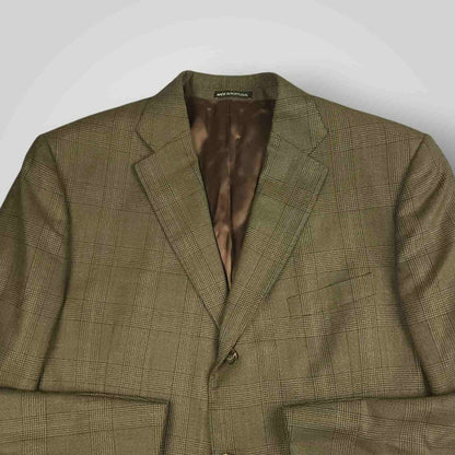 J Hilburn Tailored Fit VBC Italian Wool Glen Check Plaid Sport Coat 44R