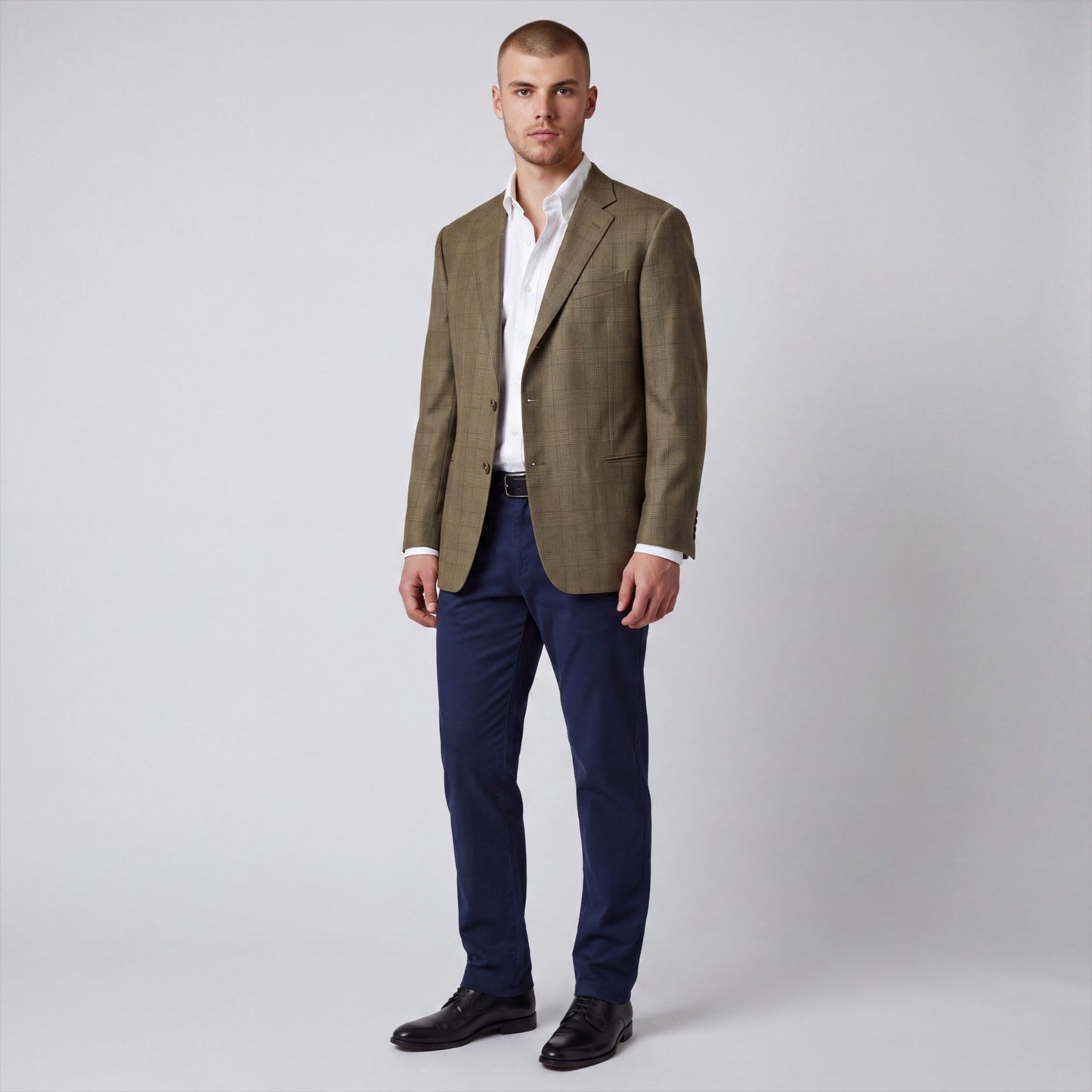 J Hilburn Tailored Fit VBC Italian Wool Glen Check Plaid Sport Coat 44R