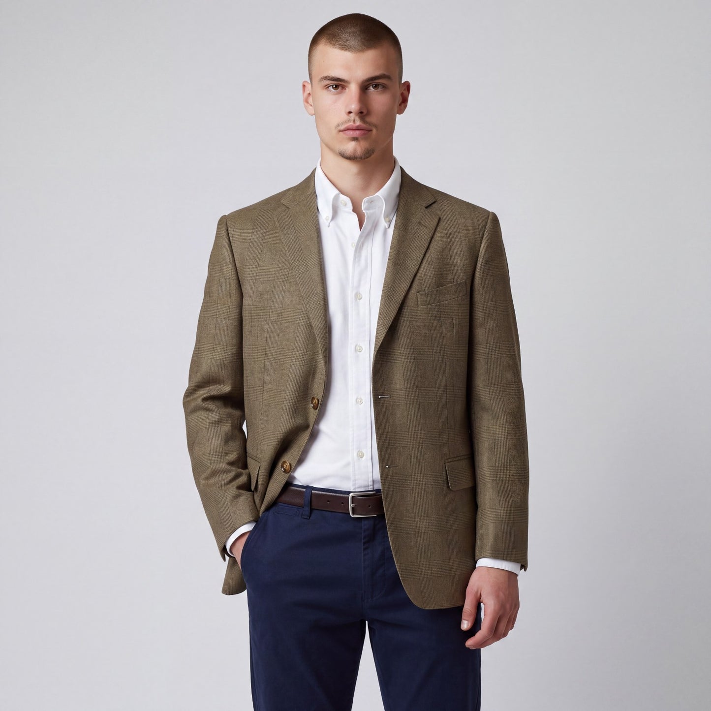 J Hilburn Tailored Fit VBC Italian Wool Glen Check Plaid Sport Coat 44R