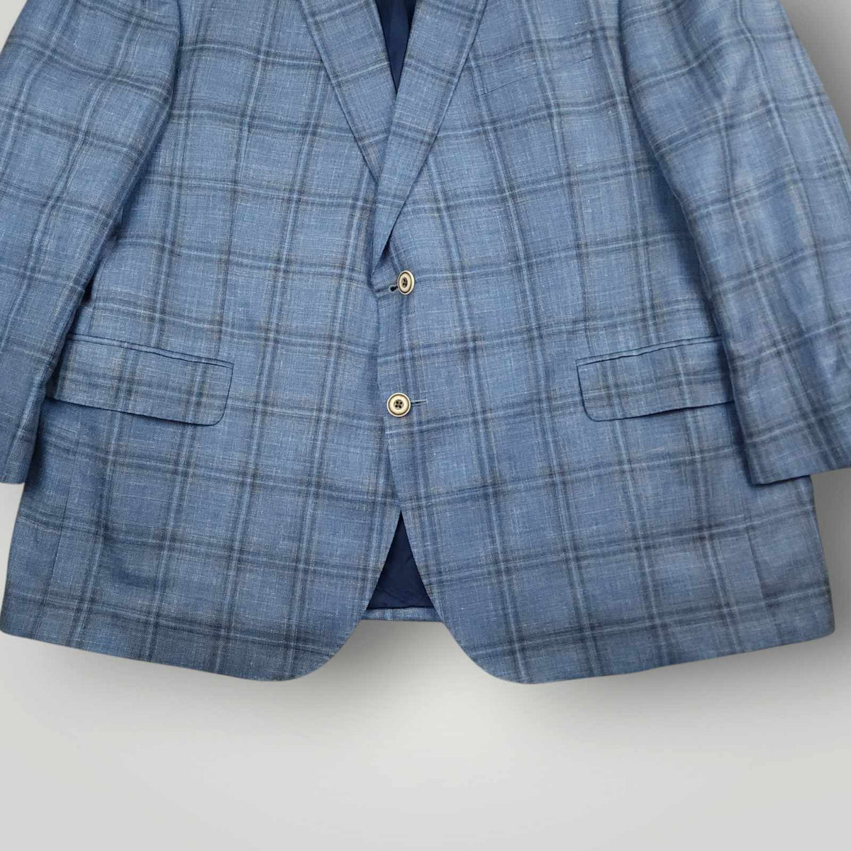 Jack Victor Loro Piana Summertime Portly Fit Wool Silk Linen Plaid Sport Coat 44S