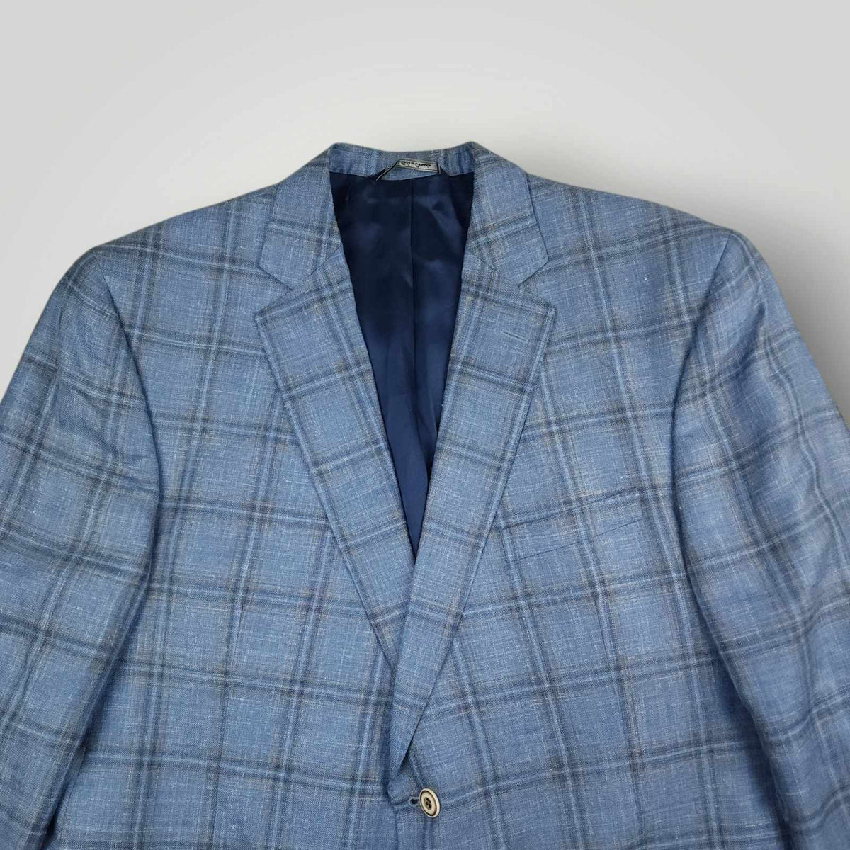 Jack Victor Loro Piana Summertime Portly Fit Wool Silk Linen Plaid Sport Coat 44S