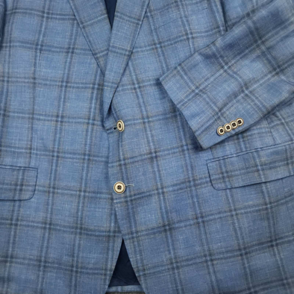 Jack Victor Loro Piana Summertime Portly Fit Wool Silk Linen Plaid Sport Coat 44S
