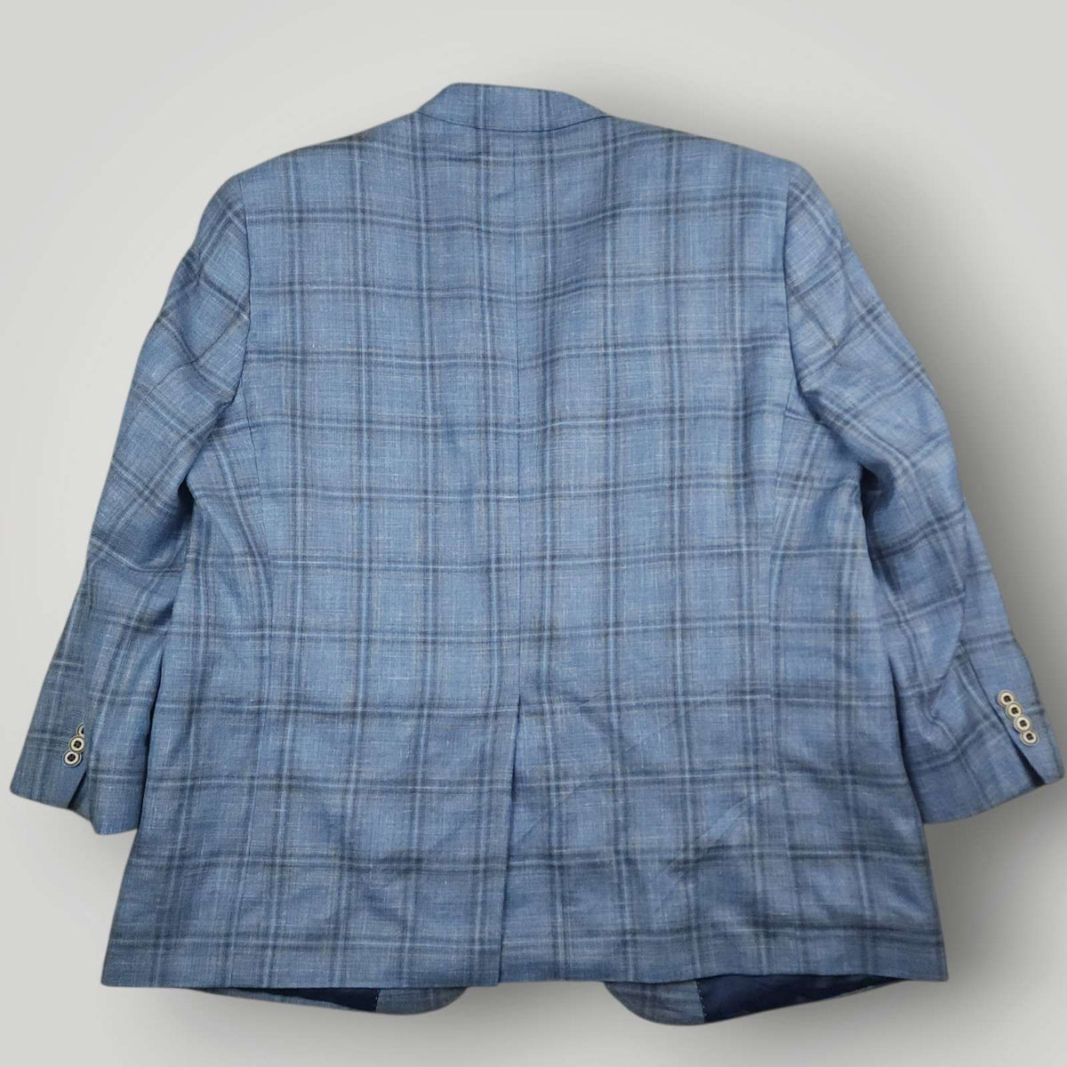 Jack Victor Loro Piana Summertime Portly Fit Wool Silk Linen Plaid Sport Coat 44S