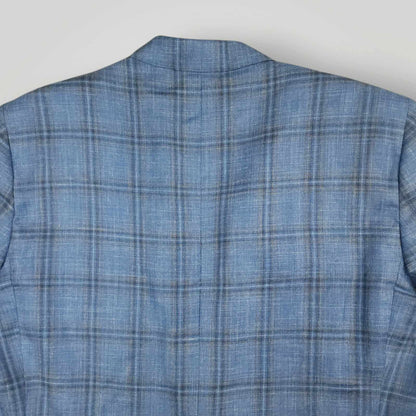 Jack Victor Loro Piana Summertime Portly Fit Wool Silk Linen Plaid Sport Coat 44S