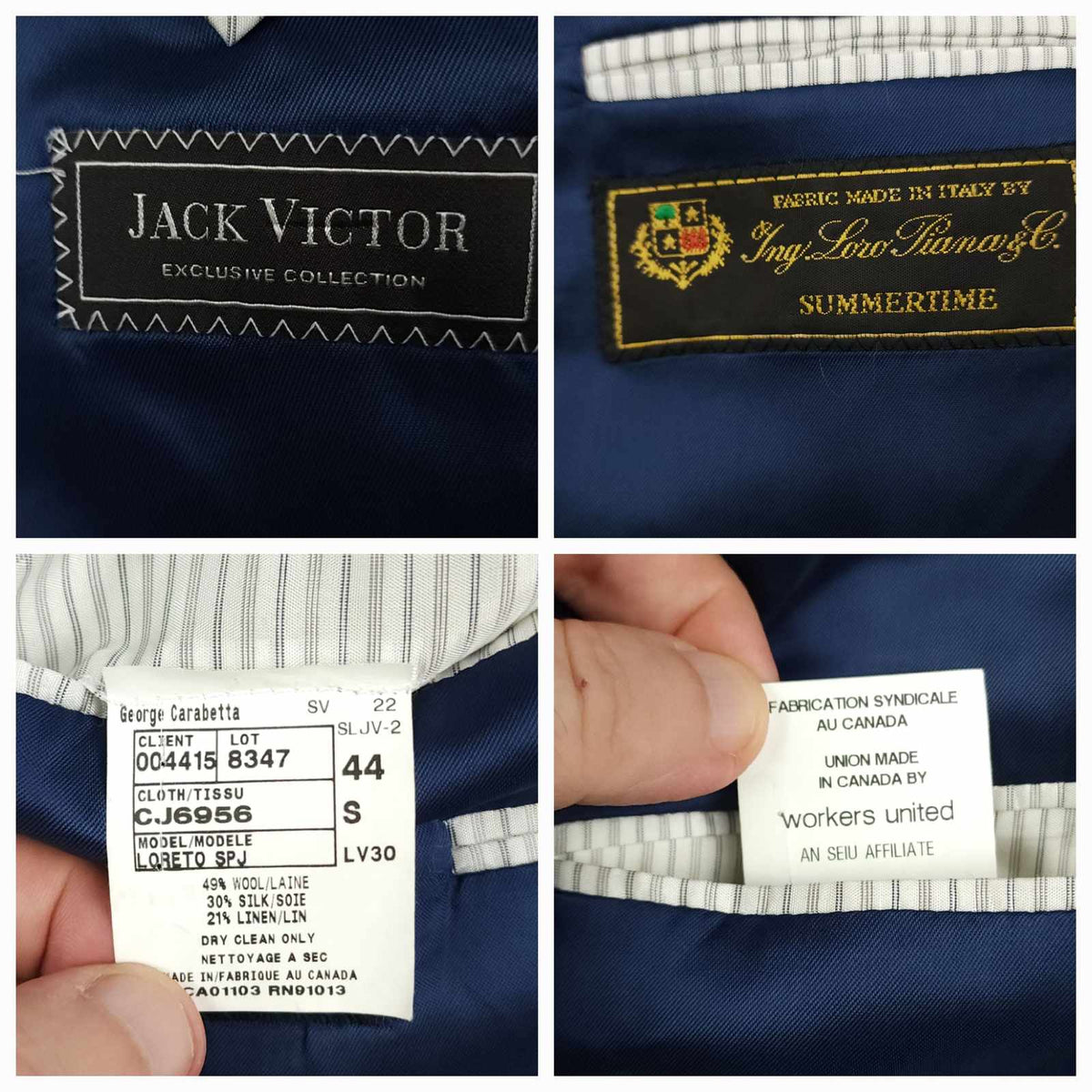Jack Victor Loro Piana Summertime Portly Fit Wool Silk Linen Plaid Sport Coat 44S