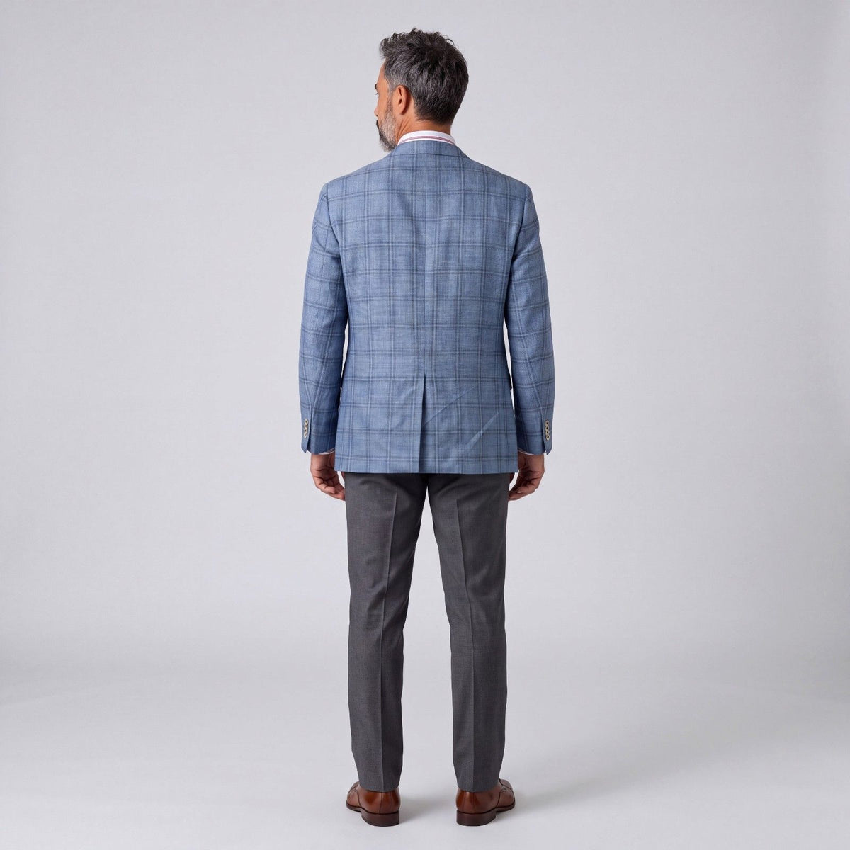 Jack Victor Loro Piana Summertime Portly Fit Wool Silk Linen Plaid Sport Coat 44S