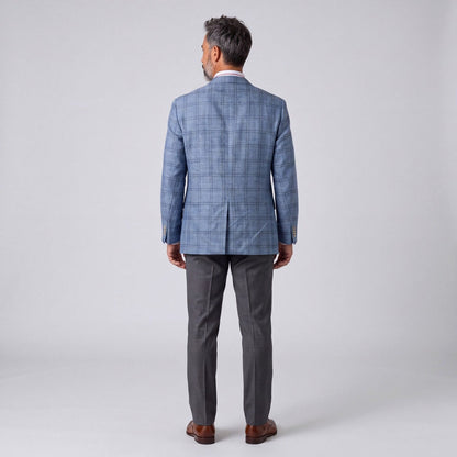 Jack Victor Loro Piana Summertime Portly Fit Wool Silk Linen Plaid Sport Coat 44S