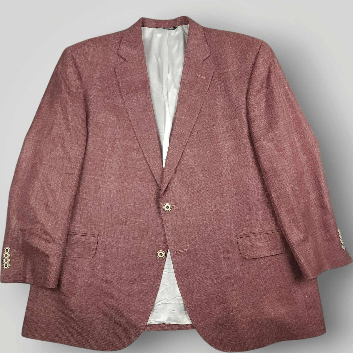 Jack Victor Hopsack Portly Fit Italian Wool Silk Linen Sport Coat 44S