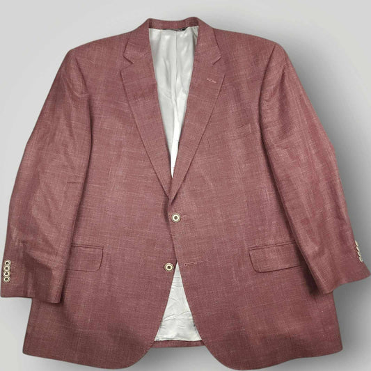 Jack Victor Hopsack Portly Fit Italian Wool Silk Linen Sport Coat 44S